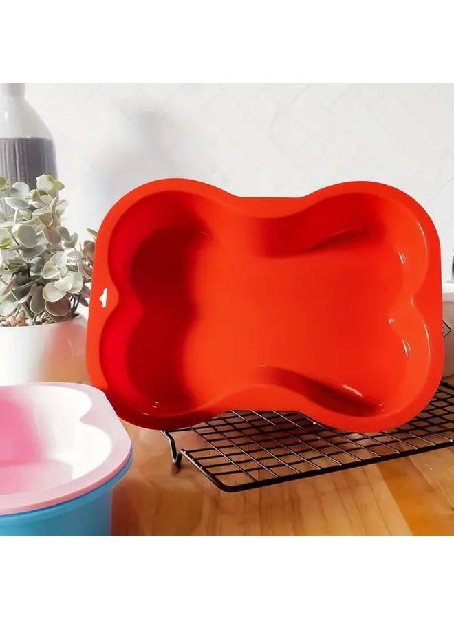 قالب كعكة عيد الفصح السيليكوني الوردي على شكل عظم الحيوانات الأليفة مع زهور للخبز DIY - Image 3